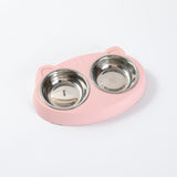 Macaron Pet Double Bowl Plastic Kitten Dog Food Drinking Tray Feeder Cat Feeding Pet Supplies Accessories