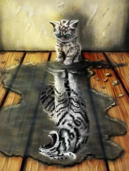 Digital Kits, Reflections, Animals, Wall Art Pictures, Hand-painted, Home Decoration