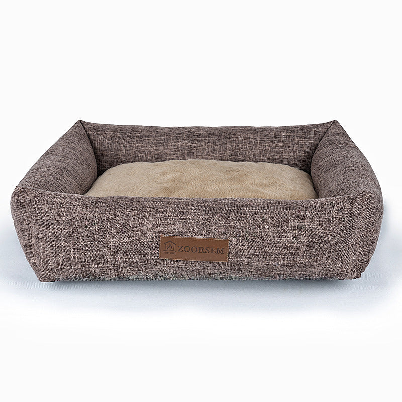 Autumn And Winter Warm Linen Square Creative Pet Bed