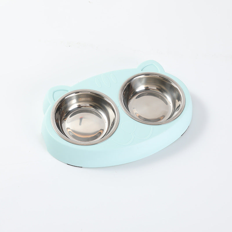 Macaron Pet Double Bowl Plastic Kitten Dog Food Drinking Tray Feeder Cat Feeding Pet Supplies Accessories