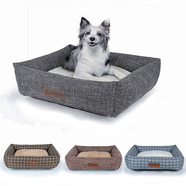 Autumn And Winter Warm Linen Square Creative Pet Bed