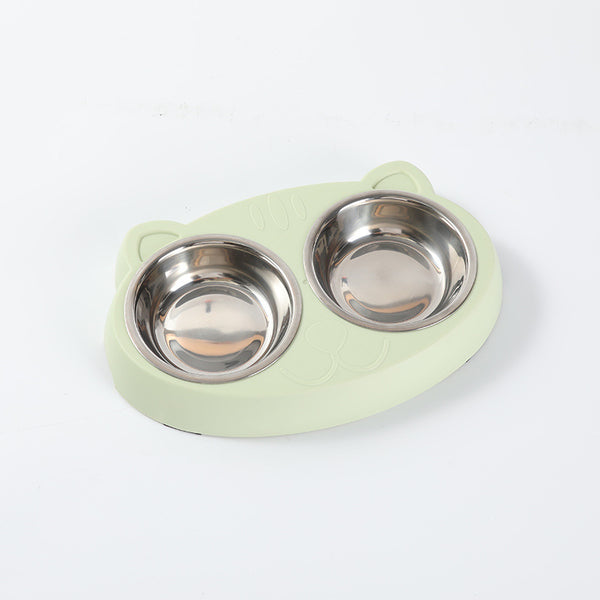 Macaron Pet Double Bowl Plastic Kitten Dog Food Drinking Tray Feeder Cat Feeding Pet Supplies Accessories